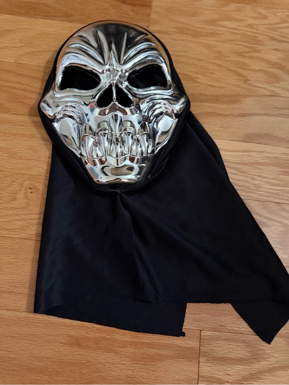 Silver Skull Hooded Halloween Mask - adult Costume